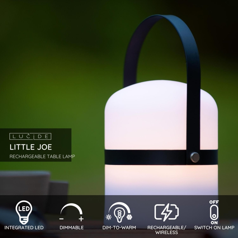 Lucide LITTLE JOE - Stolná lampa Outdoor - Ø 10 cm - LED Rozm. - 1x0,3W 3200K - IP44 - 3 StepDim - Čierna